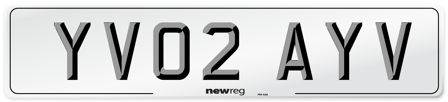 YV02 AYV Number Plate from New Reg